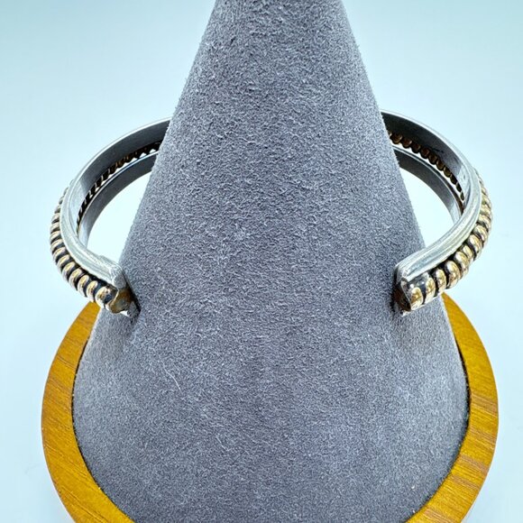 VTG 12k Gold Filled Sterling Silver 925 Open Cuff Bracelet Size 7.5" Fit - Picture 2 of 11